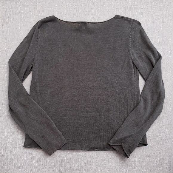 Eileen Fisher Grey Knit Long Sleeve Crewneck Top Size Small - Picture 1 of 5